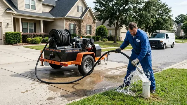 High velocity hydro-jetting trailer equipment scouring sewer lateral